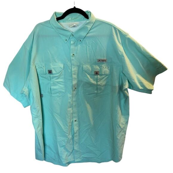 Columbia Omni-Shade Blue PFG Short Sleeve FLAW - Picture 1 of 9